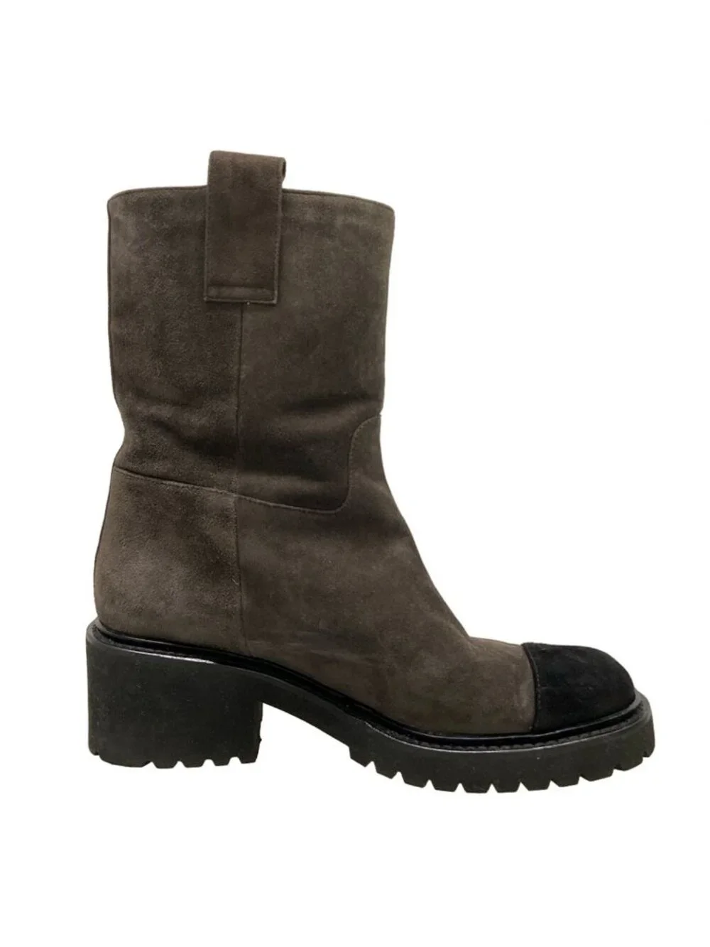 Chanel Short Boots C Dark Brown Black